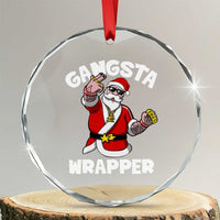 Gangsta Wrapper Funny Xmas Santa Hip Hop Crystal Glass Ornament TS09