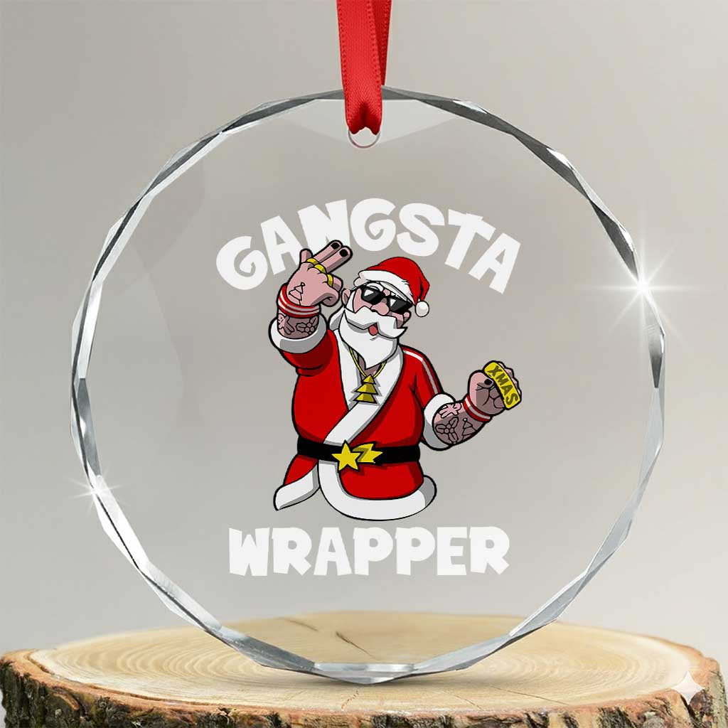 Gangsta Wrapper Funny Xmas Santa Hip Hop Crystal Glass Ornament TS09