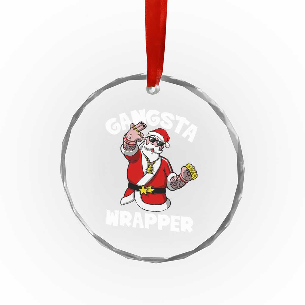 Gangsta Wrapper Funny Xmas Santa Hip Hop Crystal Glass Ornament TS09