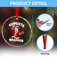 Gangsta Wrapper Funny Xmas Santa Hip Hop Crystal Glass Ornament TS09