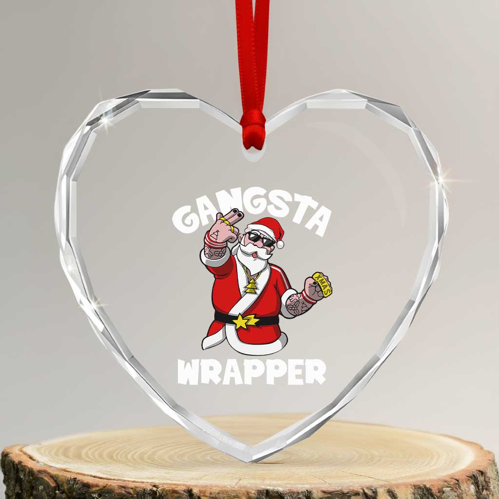 Gangsta Wrapper Funny Xmas Santa Hip Hop Heart Crystal Glass Ornament - Wonder Print Shop