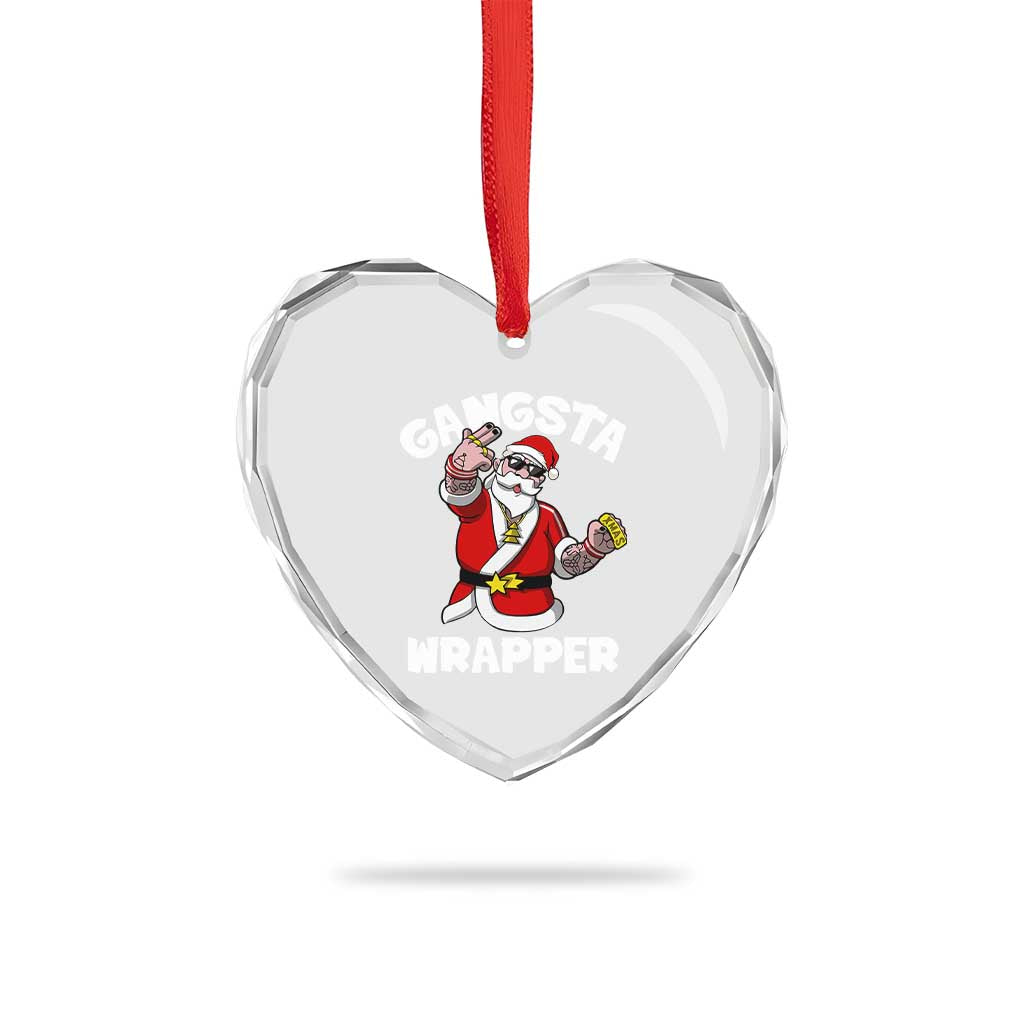 Gangsta Wrapper Funny Xmas Santa Hip Hop Heart Crystal Glass Ornament - Wonder Print Shop