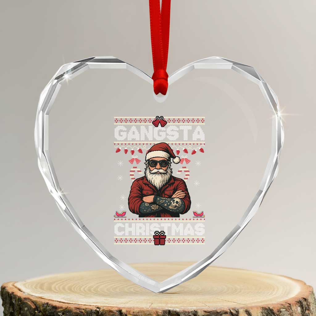 Gangster Santa Claus Hip Hop Rap Christmas Cool Heart Crystal Glass Ornament - Wonder Print Shop
