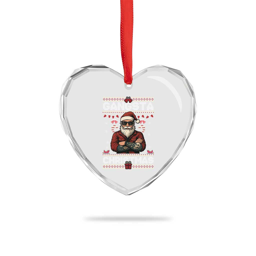 Gangster Santa Claus Hip Hop Rap Christmas Cool Heart Crystal Glass Ornament - Wonder Print Shop