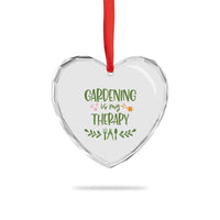 Gardening Is My Therapy Heart Crystal Glass Ornament Funny Plant Lover - Wonder Print Shop