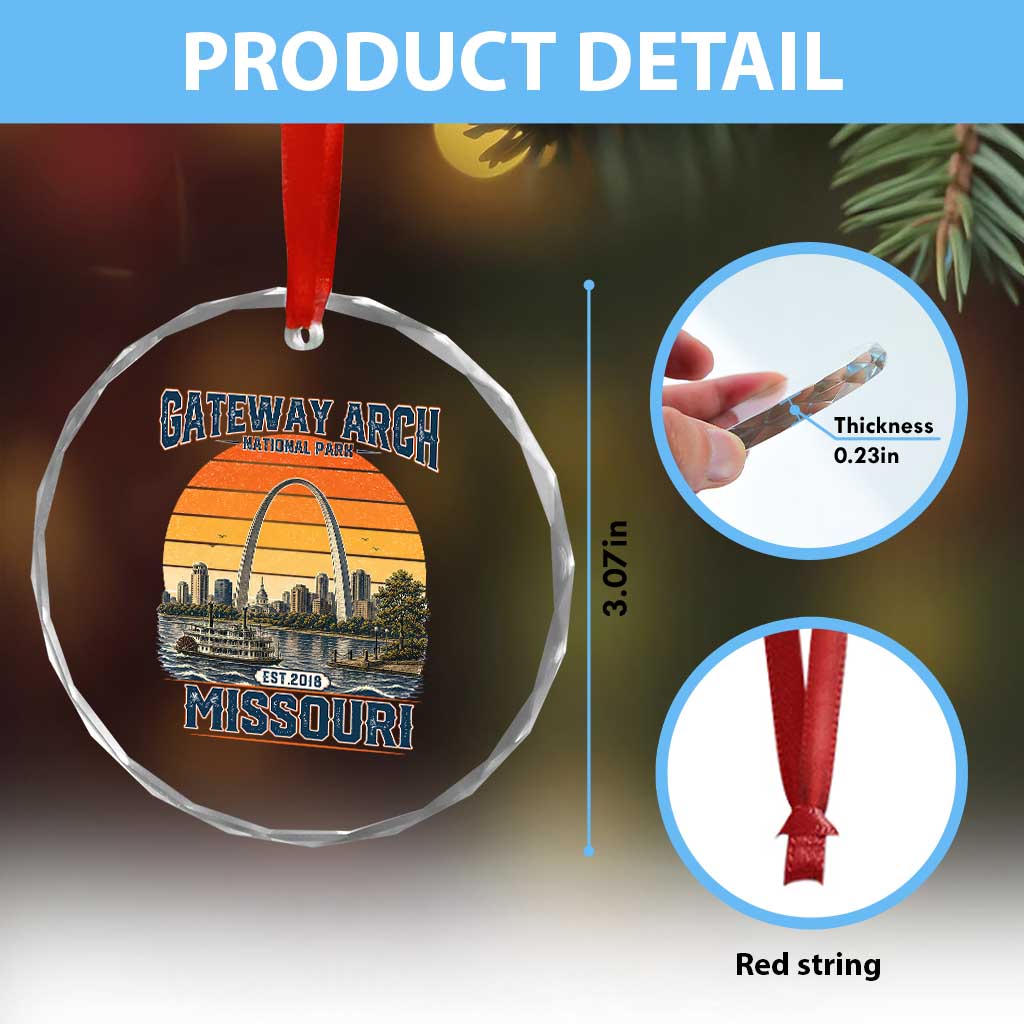 Gateway Arch National Park Crystal Glass Ornament Retro St Louis Missouri Travel Souvenir Nature Gift