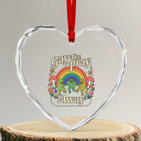 Gay The Pray Away Queer Frog LGBTQ Heart Crystal Glass Ornament