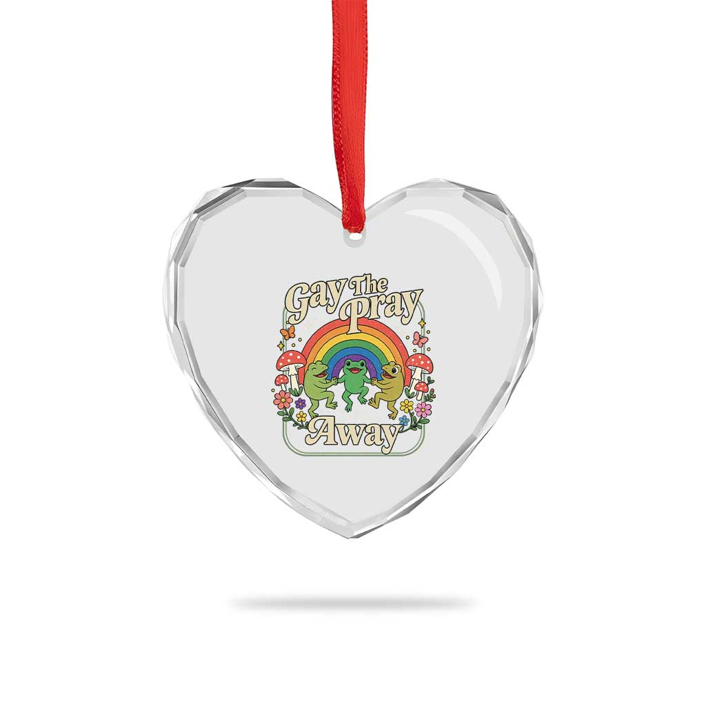 Gay The Pray Away Queer Frog LGBTQ Heart Crystal Glass Ornament