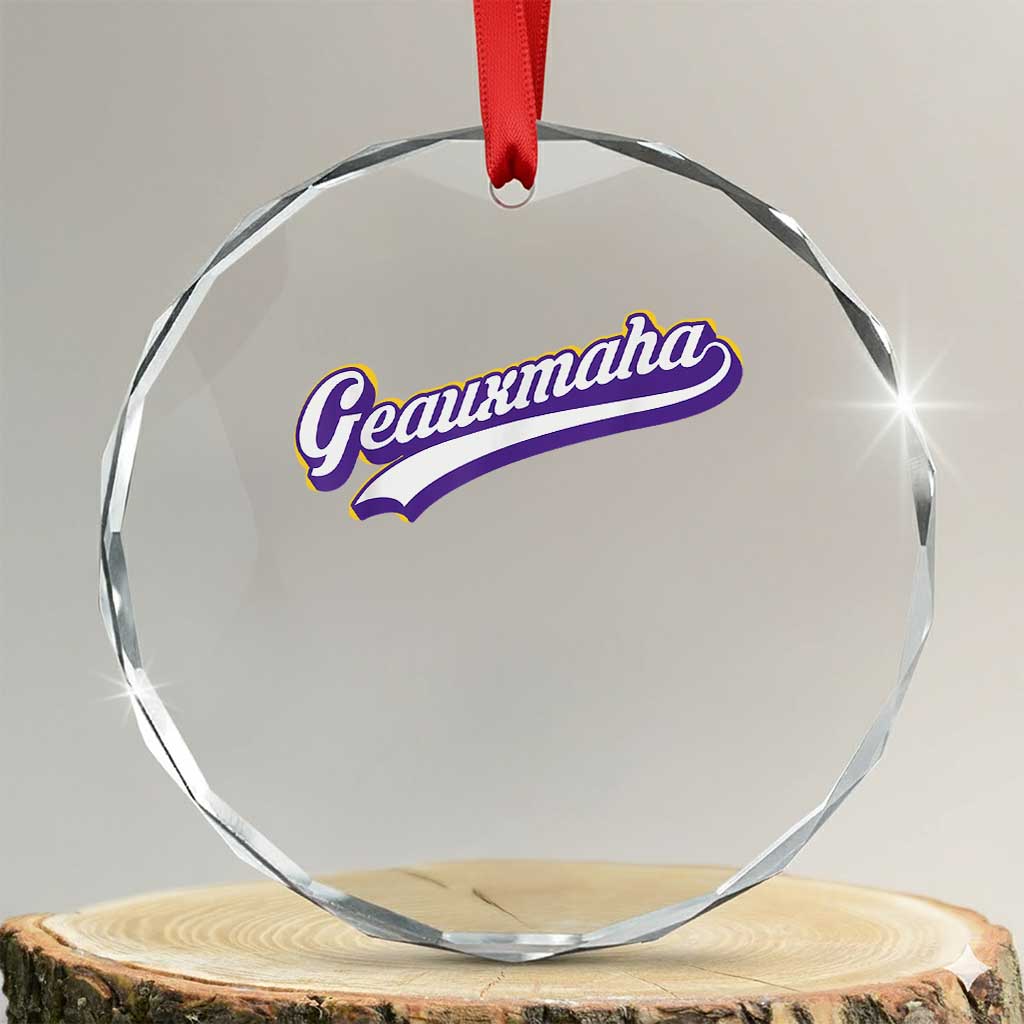 Geauxmaha Vintage Throwback Design Crystal Glass Ornament Gold Baseball Fan TS02