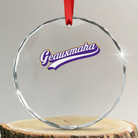 Geauxmaha Vintage Throwback Design Crystal Glass Ornament Gold Baseball Fan TS02