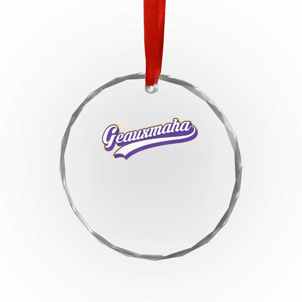 Geauxmaha Vintage Throwback Design Crystal Glass Ornament Gold Baseball Fan TS02