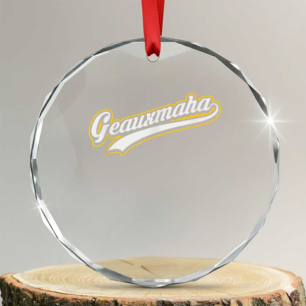 Geauxmaha Vintage Throwback Design Crystal Glass Ornament Purple and Gold Baseball Fan TS02