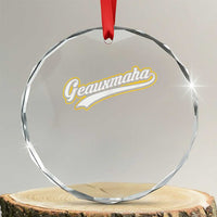 Geauxmaha Vintage Throwback Design Crystal Glass Ornament Purple and Gold Baseball Fan TS02