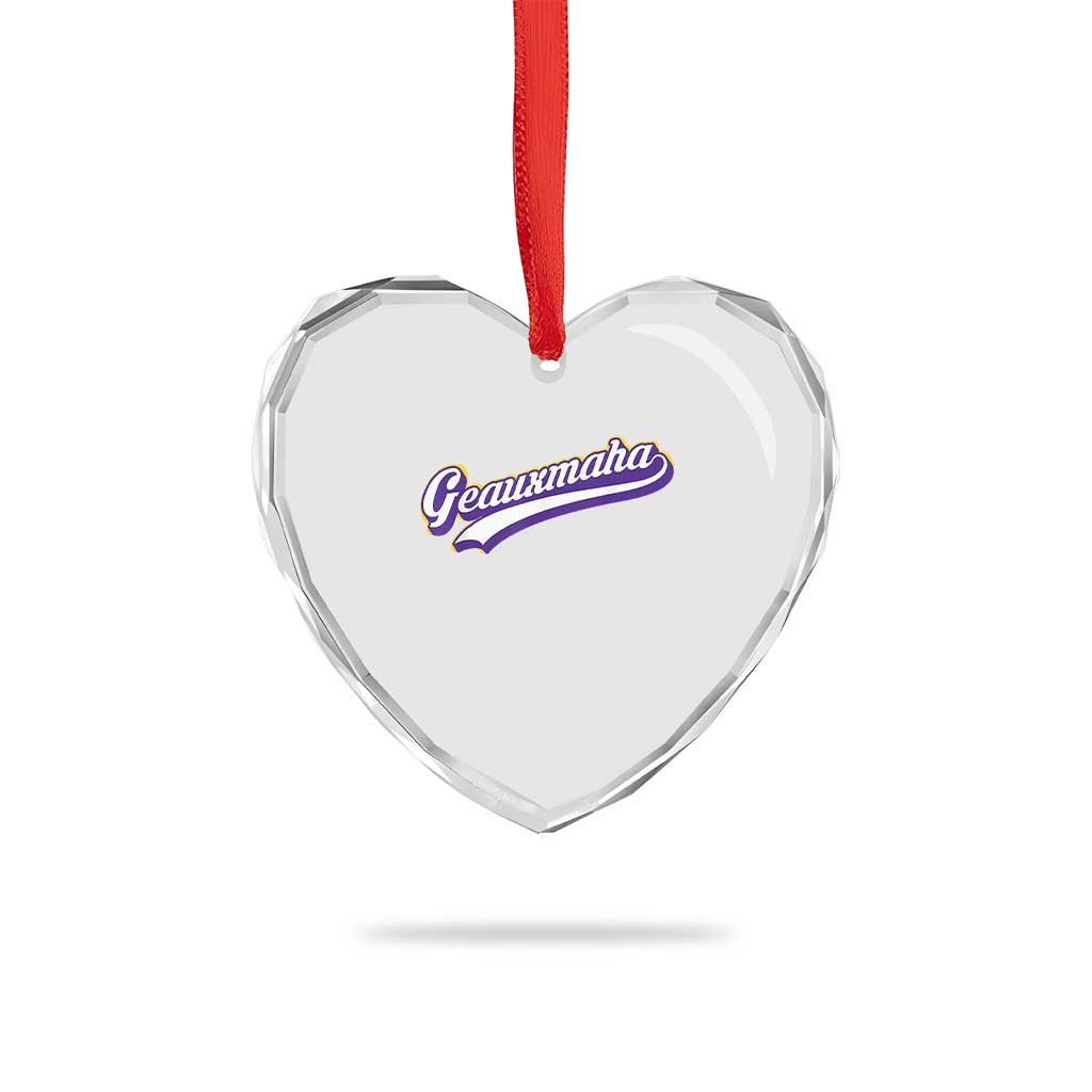 Geauxmaha Vintage Throwback Design Heart Crystal Glass Ornament Gold Baseball Fan - Wonder Print Shop