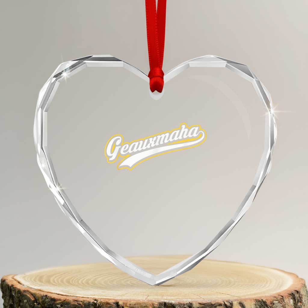 Geauxmaha Vintage Throwback Design Heart Crystal Glass Ornament Purple and Gold Baseball Fan - Wonder Print Shop