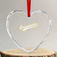 Geauxmaha Vintage Throwback Design Heart Crystal Glass Ornament Purple and Gold Baseball Fan - Wonder Print Shop