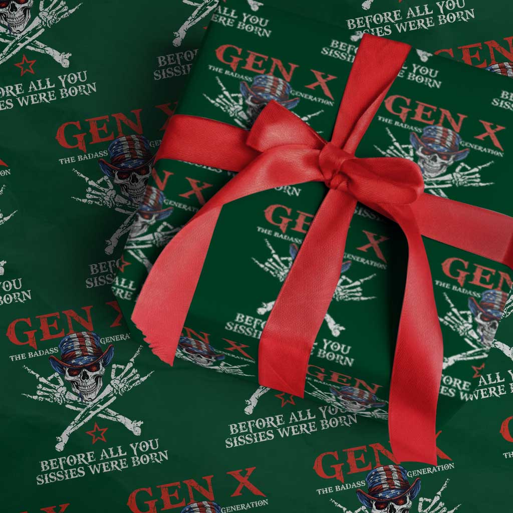 Gen X The Badasss Generation Wrapping Paper Roll Before All You Sissie were Born Skull Rock Hand - Wonder Print Shop