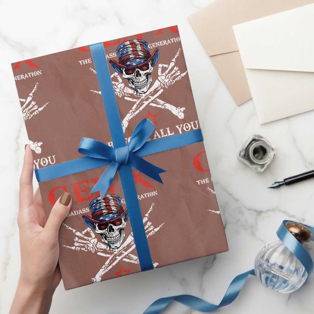 Gen X The Badasss Generation Wrapping Paper Roll Before All You Sissie were Born Skull Rock Hand - Wonder Print Shop