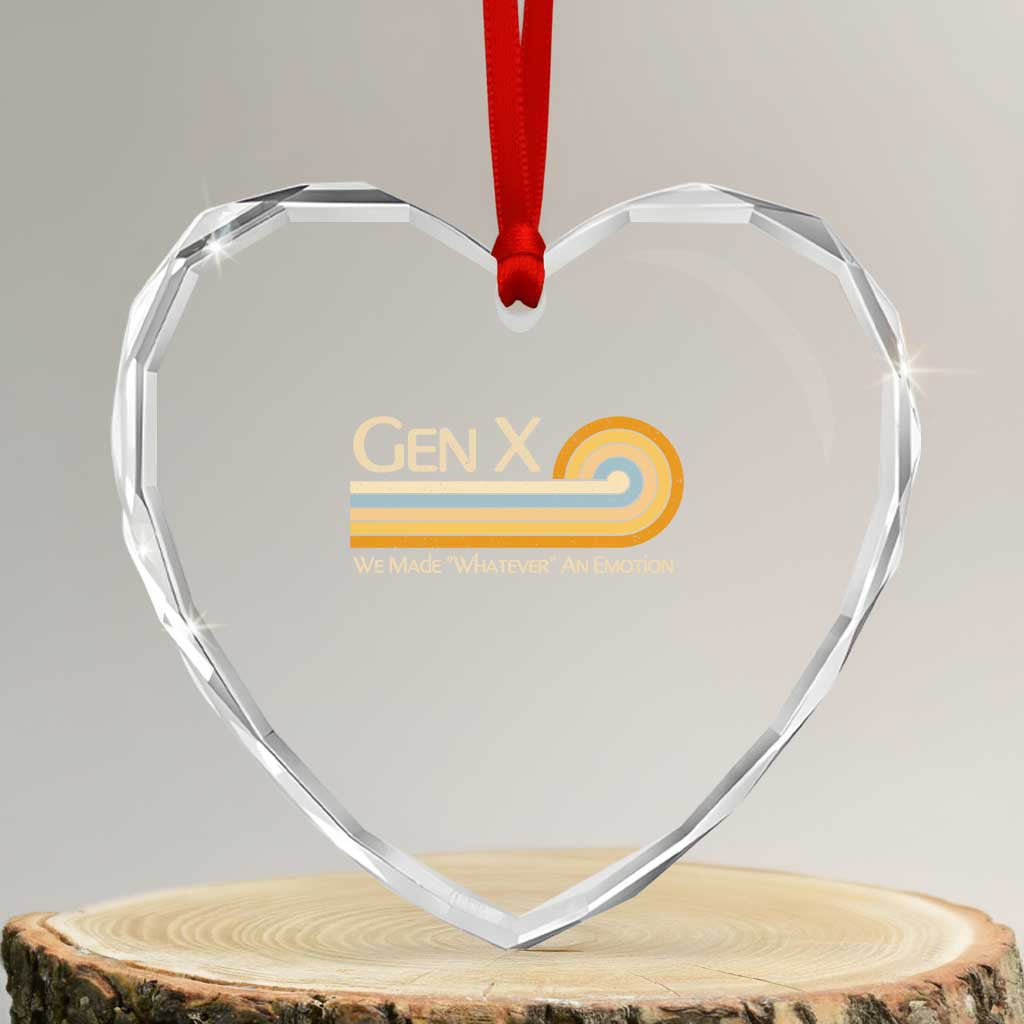 Gen X We Made Whatever An Emotion Heart Crystal Glass Ornament Vintage Retro 70s Rainbow Graphic