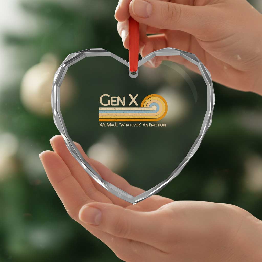 Gen X We Made Whatever An Emotion Heart Crystal Glass Ornament Vintage Retro 70s Rainbow Graphic
