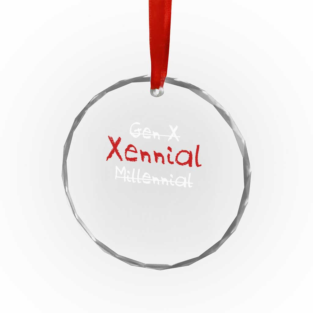 Gen X Xennial Millennial Crystal Glass Ornament Micro Generation Retro Typography Graphic