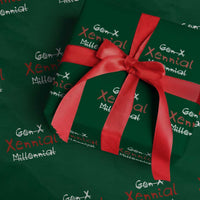 Gen X Xennial Millennial Wrapping Paper Roll Micro Generation Retro Typography Graphic