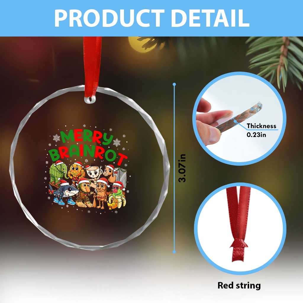 Gen Z Italian Merry Brainrot Christmas Crystal Glass Ornament Meme Holiday Gift - Wonder Print Shop