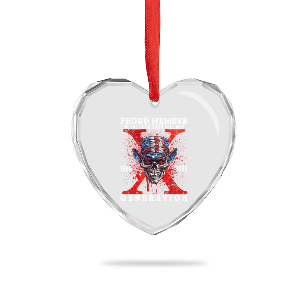 Generation X Skull Heart Crystal Glass Ornament Proud Member Of The F Your Feelings Gen X 1965 1980 - Wonder Print Shop