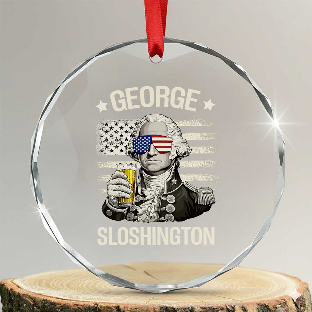 George Sloshington Washington Crystal Glass Ornament 4th of July America Flag Beer