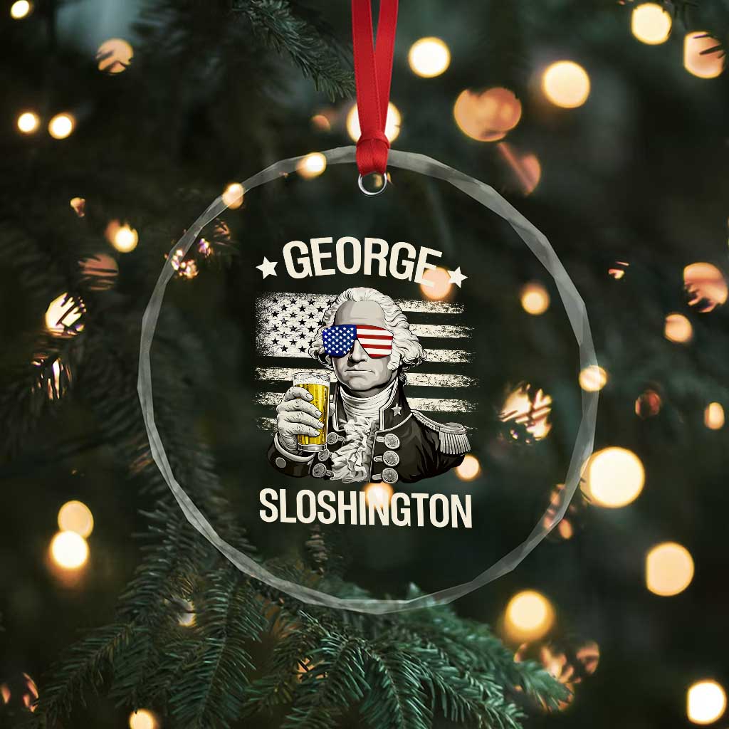 George Sloshington Washington Crystal Glass Ornament 4th of July America Flag Beer