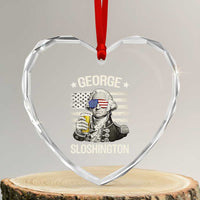 George Sloshington Washington Heart Crystal Glass Ornament 4th of July America Flag Beer