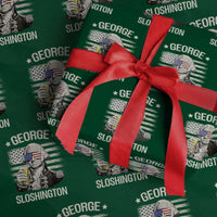 George Sloshington Washington Wrapping Paper Roll 4th of July America Flag Beer