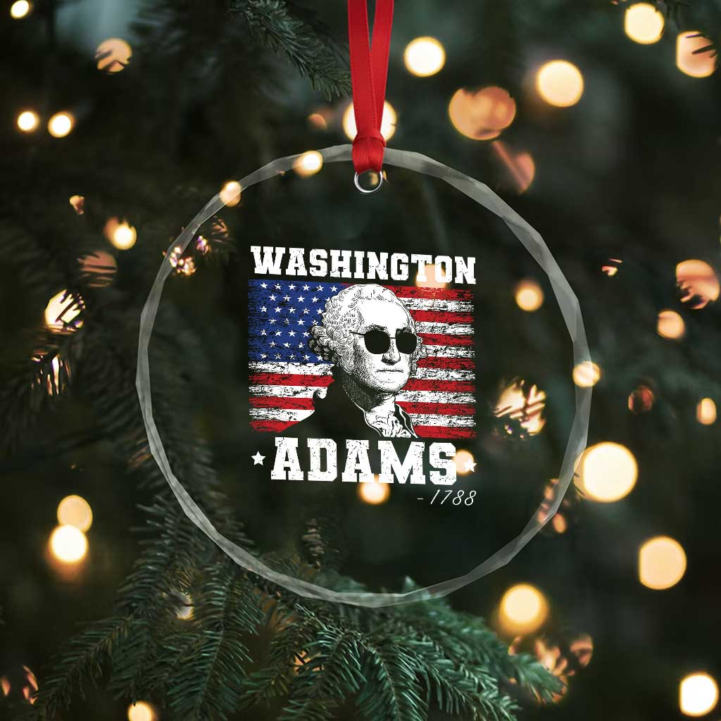 George Washington 1788 Crystal Glass Ornament Funny 4th of July Retro President Campaign USA Flag - Wonder Print Shop