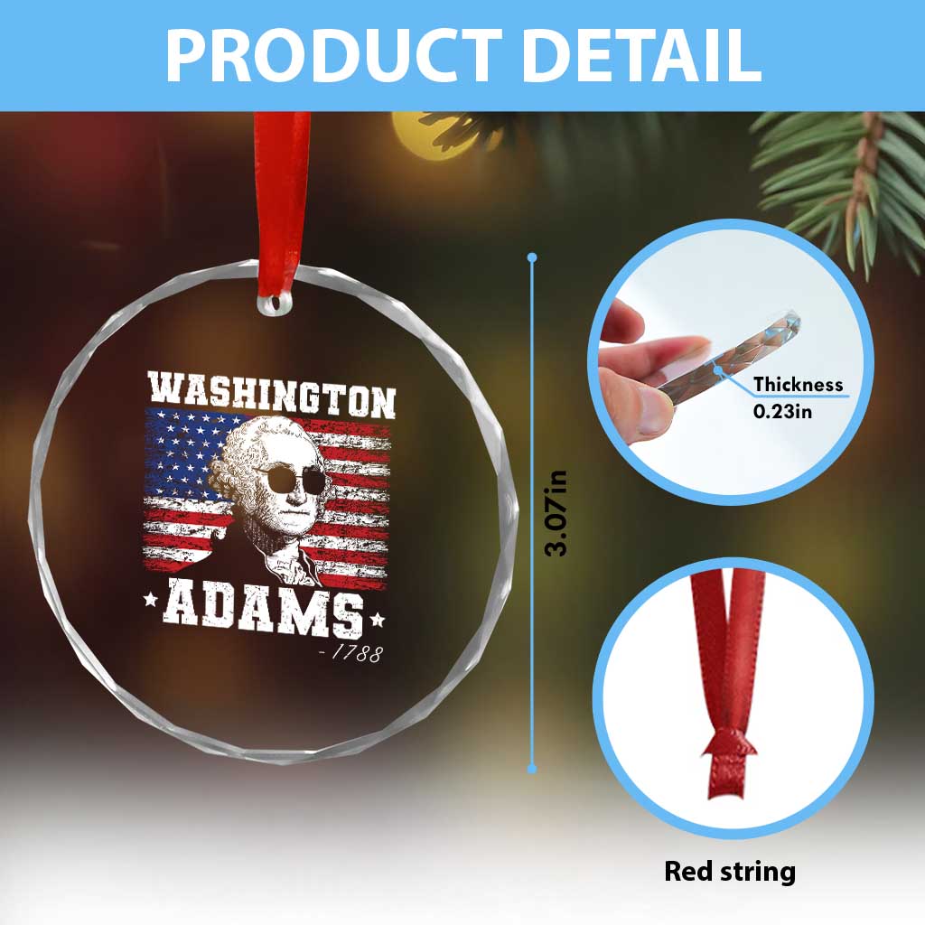 George Washington 1788 Crystal Glass Ornament Funny 4th of July Retro President Campaign USA Flag - Wonder Print Shop