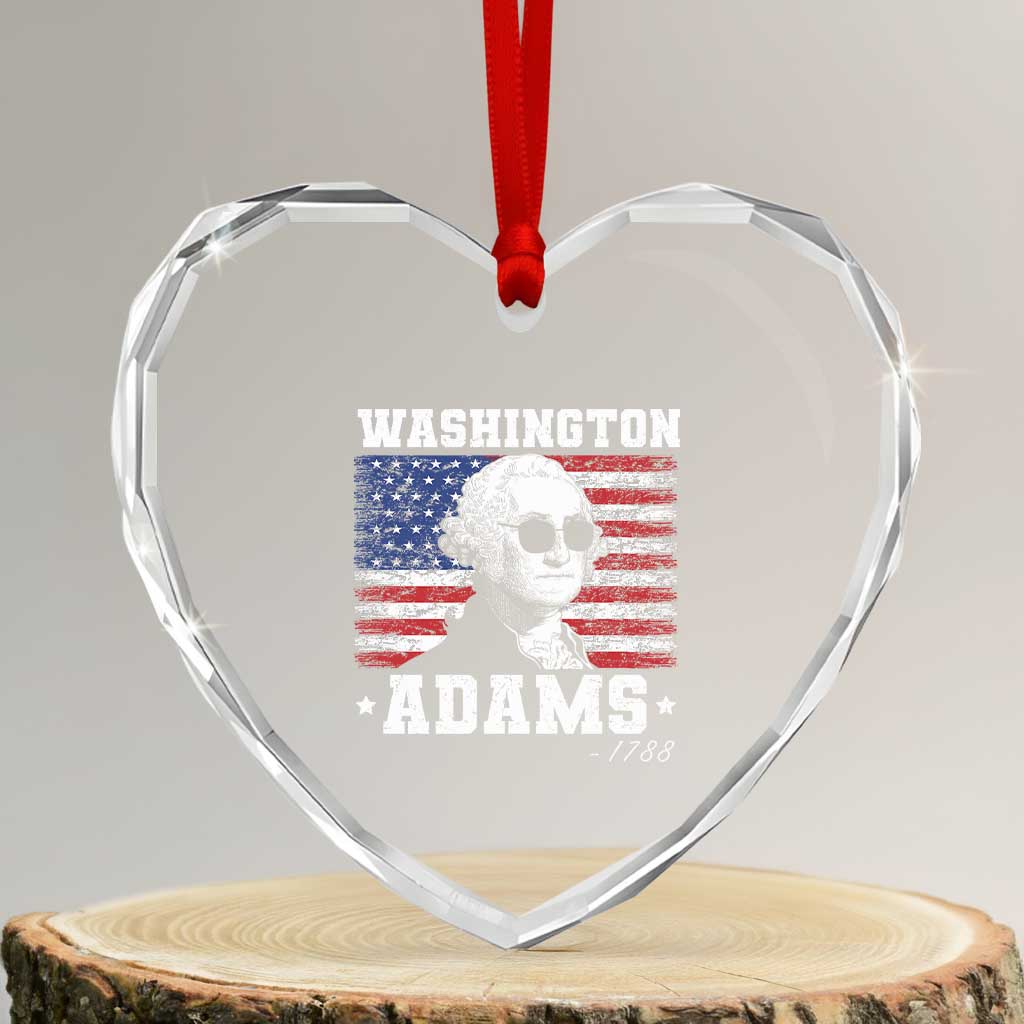 George Washington 1788 Heart Crystal Glass Ornament Funny 4th of July Retro President Campaign USA Flag - Wonder Print Shop