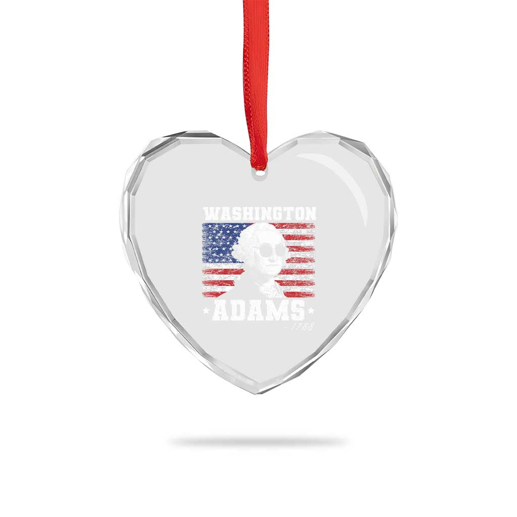George Washington 1788 Heart Crystal Glass Ornament Funny 4th of July Retro President Campaign USA Flag - Wonder Print Shop
