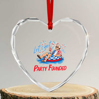 George Washington 4th of July Pool Party Heart Crystal Glass Ornament Let's Get This Party Founded
