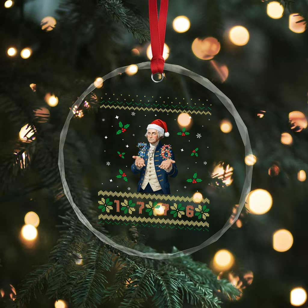 George Washington 67 Meme Crystal Glass Ornament Funny Christmas Ugly Sweater Gift - Wonder Print Shop