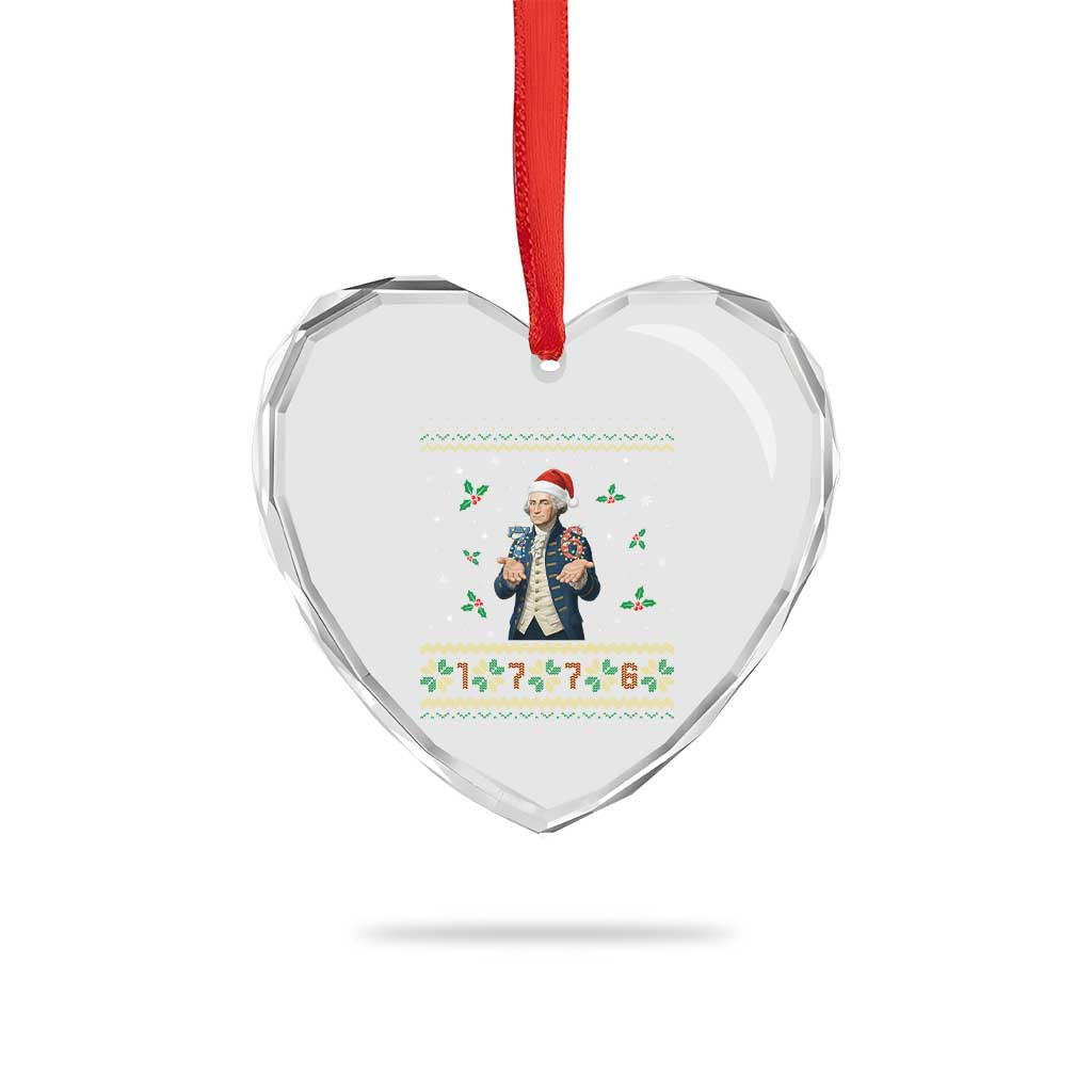 George Washington 67 Meme Heart Crystal Glass Ornament Funny Christmas Ugly Sweater Gift - Wonder Print Shop