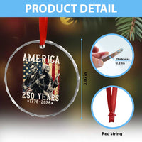 George Washington Abe Lincoln Playing Guitar Crystal Glass Ornament USA 250th Anniversary Guitarist Graphic