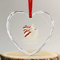 George Washington Crossing The Delaware Patriotic Heart Crystal Glass Ornament Vintage American Flag Graphic