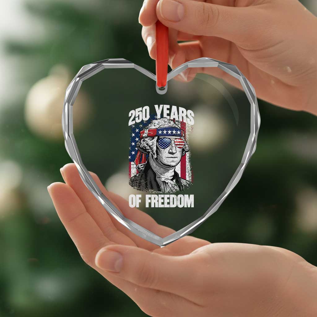 George Washington Founding Father Heart Crystal Glass Ornament 250 Years Of Freedom