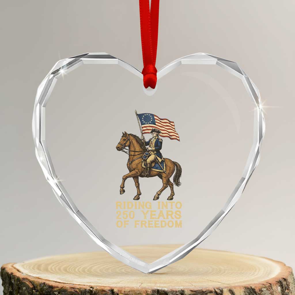 George Washington Heart Crystal Glass Ornament Riding Into 250 Years Of Freedom