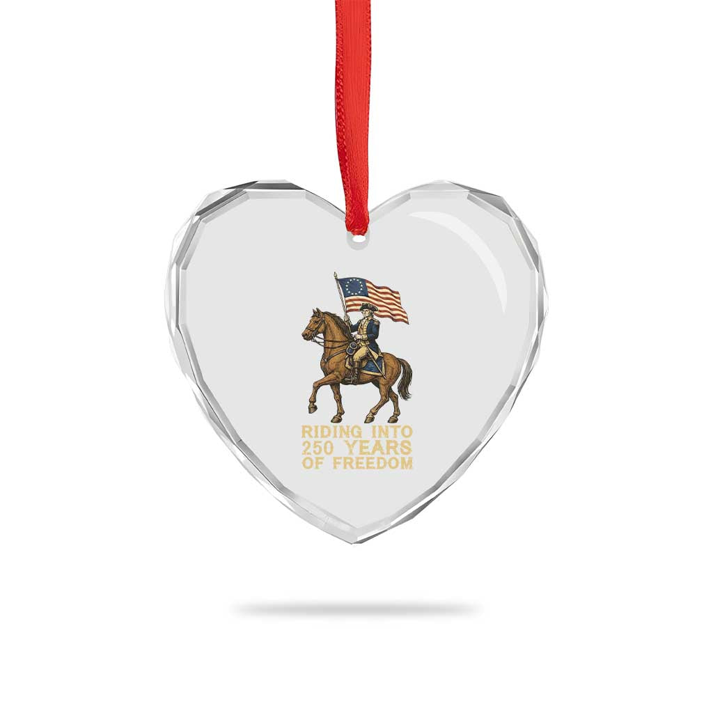 George Washington Heart Crystal Glass Ornament Riding Into 250 Years Of Freedom