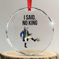 George Washington Kicking Crown Crystal Glass Ornament Funny No Kings Meme Gift - Wonder Print Shop