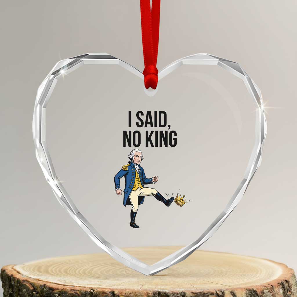 George Washington Kicking Crown Heart Crystal Glass Ornament Funny No Kings Meme Gift - Wonder Print Shop