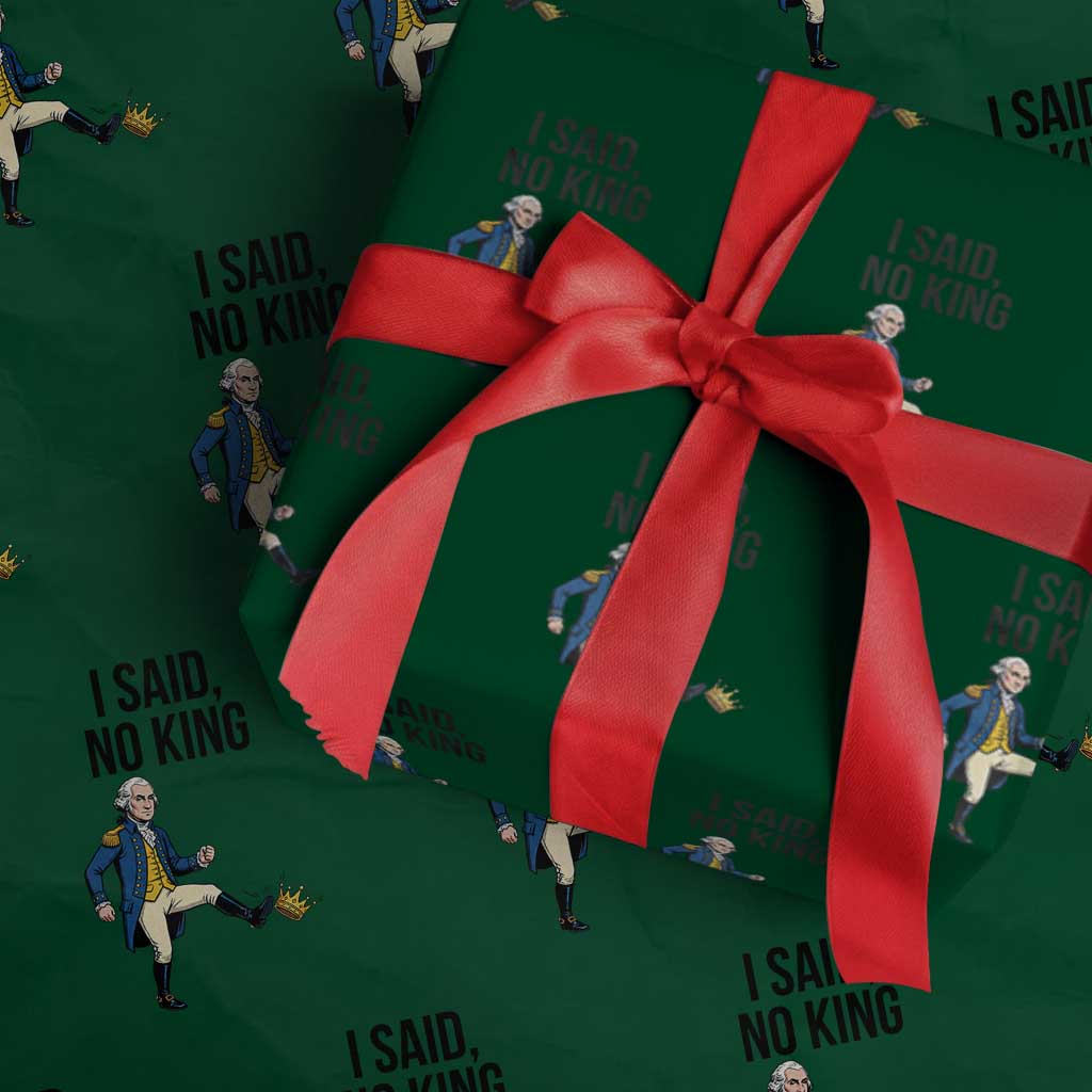 George Washington Kicking Crown Wrapping Paper Roll Funny No Kings Meme Gift - Wonder Print Shop