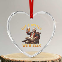 George Washington Lifes Better With Beer Heart Crystal Glass Ornament Funny Founding Father Beer Lover