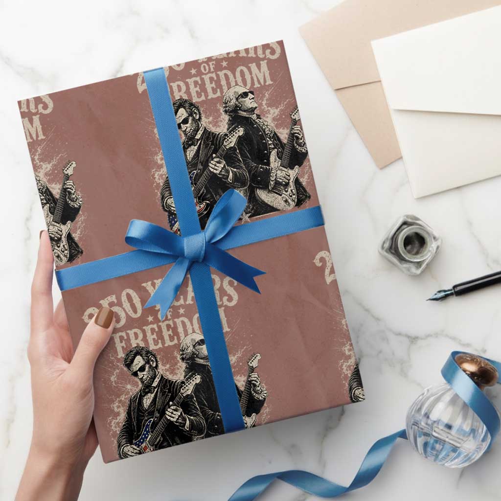 George Washington Lincoln Playing Guitar USA 250th Anniversary Wrapping Paper Roll 250 Years Of Freedom 1776 2026