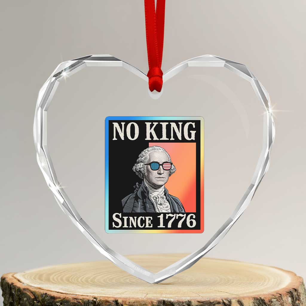 George Washington No Kings Since 1776 Heart Crystal Glass Ornament Funny Political Meme Gift - Wonder Print Shop